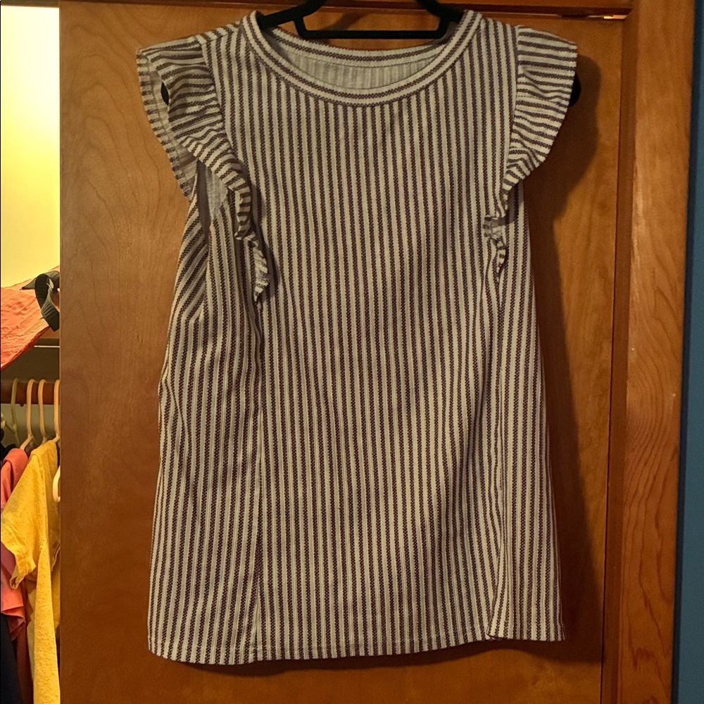 Striped Ruffle Sleeve Top
